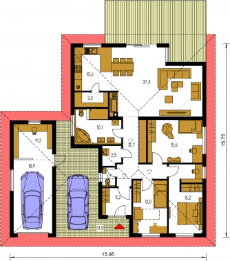 Floor plan of ground floor - BUNGALOW 202